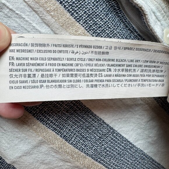 Hollister California Men’s Striped Button Shirt XS Blue Beige Linen Blend Casual - Picture 6 of 7